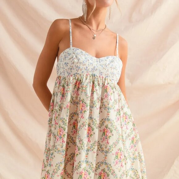 SO ME Mixed Floral Print‎ Sleeveless Mini Dress - Picture 9 of 11